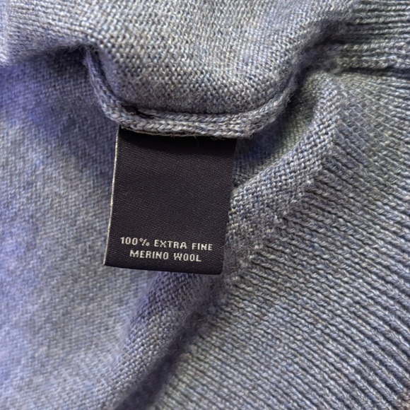 Hart Schaffner Marx Men’s Blue 100% Wool Quarter Zip Sweater Gray Accent XXL - Picture 5 of 7